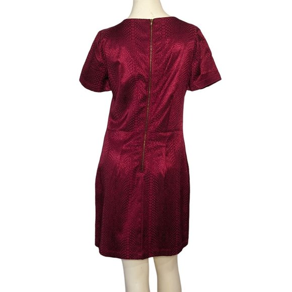 HALO short sleeve red snakeskin‎ beaded neckline sheath career Dress size M - Picture 2 of 11